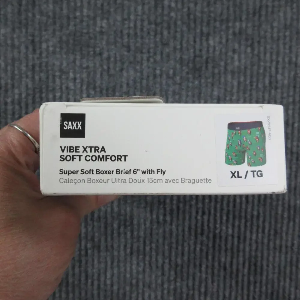 Saxx Boxer Briefs Mens XL 6in Green Vibe Xtra Soft Comfort Super Soft Fly NWT